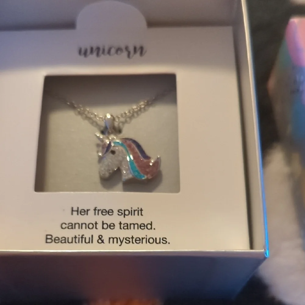 Kohl's Silver Unicorn Necklace with Multicolor Mane New.SALE. Reg $50